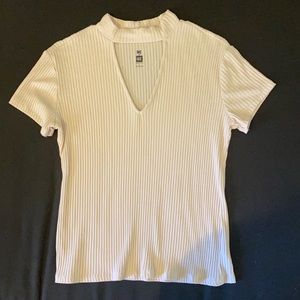 Soft pink high neck top with cut out